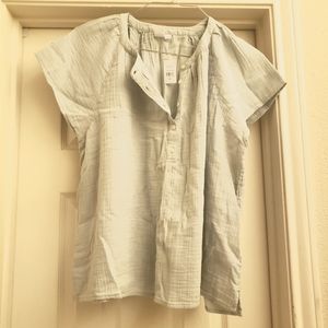 The Gap, gauzy, mint green summer shirt. Has a 5 button placket. Size XL.